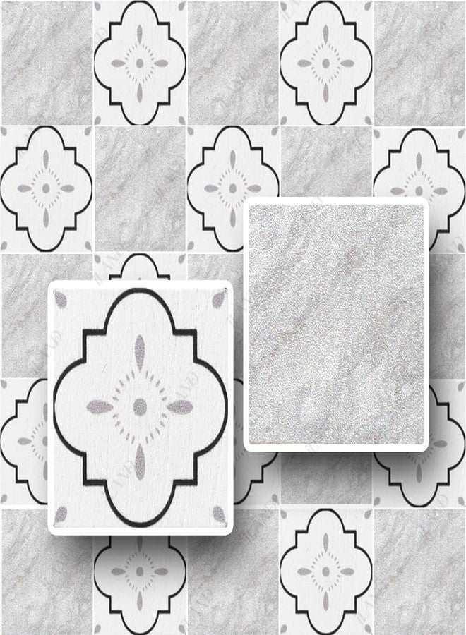 iLAND Dollhouse Flooring on 1/12 Scale 1/6 Scale, Miniature Dollhouse Accessories, 115pcs Double-Sided Dollhouse Floor Tiles (French White Floral & Grey Marble Tiles) - Image 3